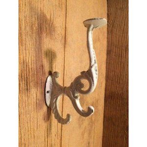 One (1) White Cast Iron Victorian Wall Hook 7" tall One (1) 0170-01207 w